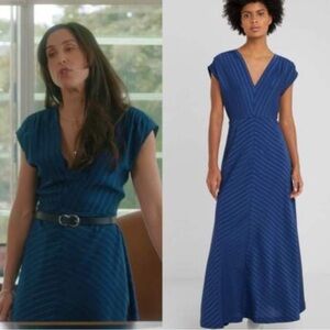 NWT Club Monaco Navy Dark Blue Ravonah Chevron Striped V-Neck Maxi Dress Size 6